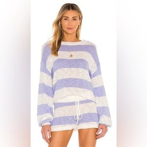Revolve | Beach Riot Ava Sweet Lavender Striped Sweater Set size L